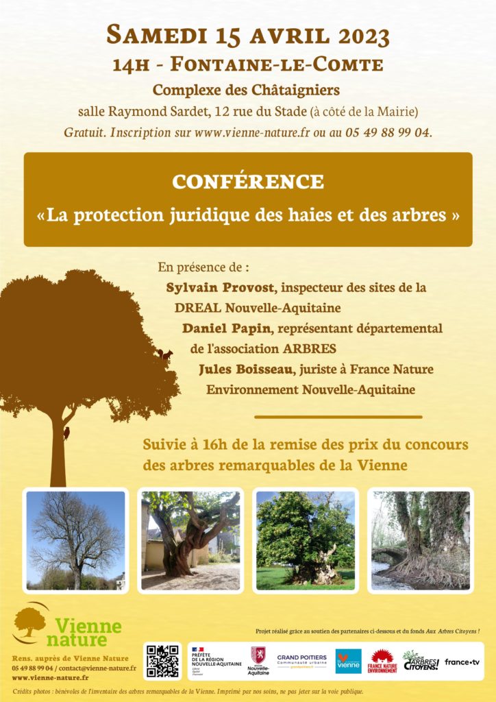 Conférence « La protection juridique des haies et des arbres » et remise des prix des arbres remarquables de la Vienne